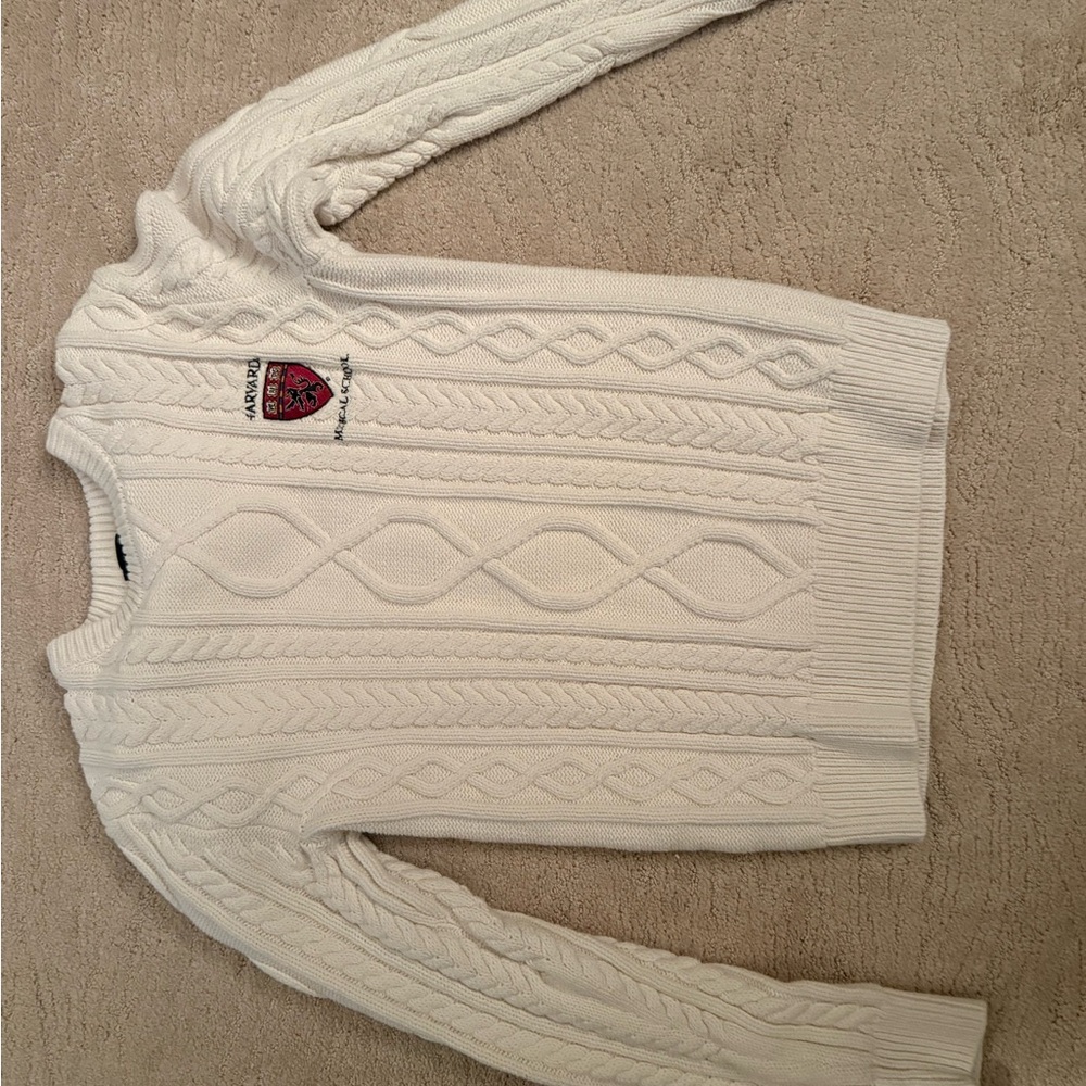 Harvard University Cable Knit Cream Sweater